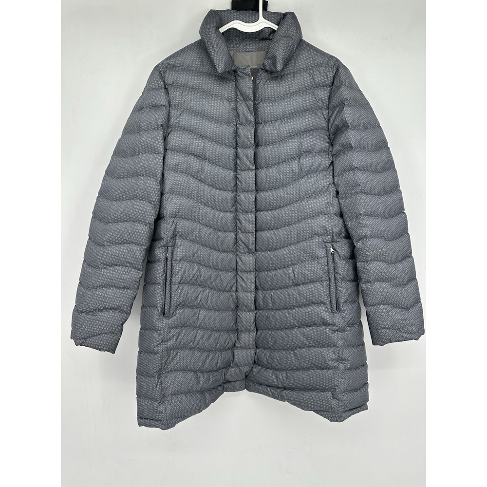 PRENDANG Grey Geometric Goose Down Puffer Coat Jacket Womens Size 77 L US 8-10